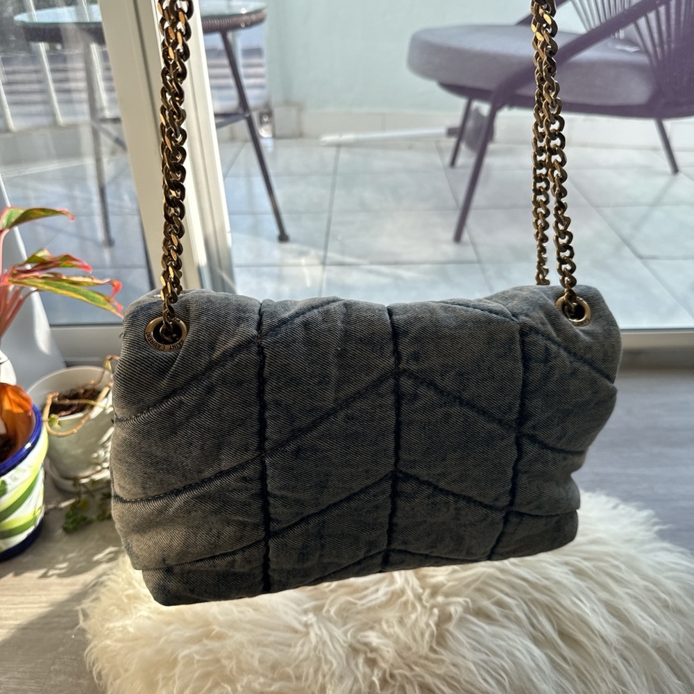 Yves Saint Laurent Blue Denim Quilted Shoulder Bag - Picture 7 of 7